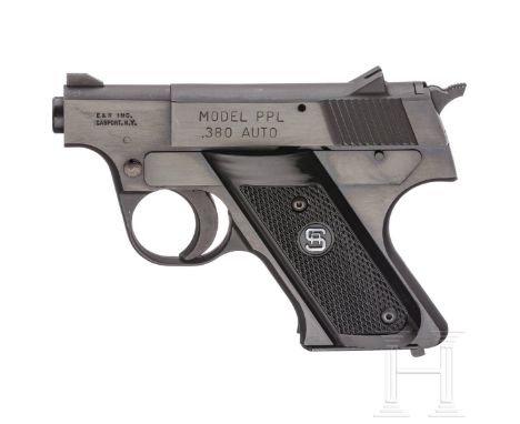 Sterling Mod. PPLKal. .380 ACP, Nr. 003945, blanker Lauf, Länge 40 mm. Achtschüssig. Fertigung um 1972 von E &amp; R Machine 
