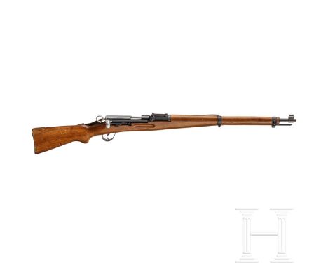 KK-Karabiner 31, HämmerliKal. .22 l.r., Nr. 1529, blanker Lauf, Länge 63 cm. Einzellader mit Geradezugverschluss auf Basis de