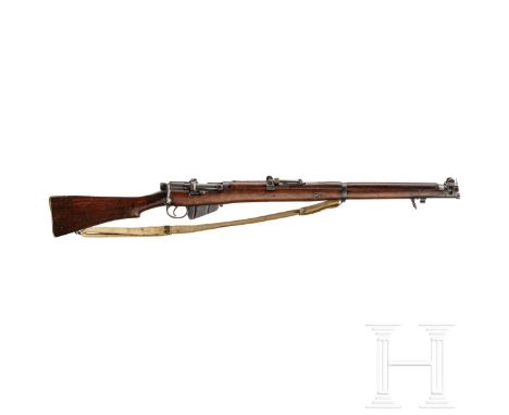 Enfield (SMLE) Rifle Converted Mk IVKal. .303Brit, Nr. R 4638, nicht nummerngleich. Lauf matt. Zehnschüssig. Beschuss. Weitsc