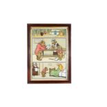 A Cecil Aldin nursery print of Goldilocks and the Three Bears,