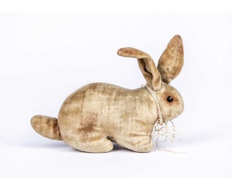‘Princess’, a rare Steiff velveteen rabbit which belonged to Princess Xenia, circa 1910, of cream velvet with brown shading, 