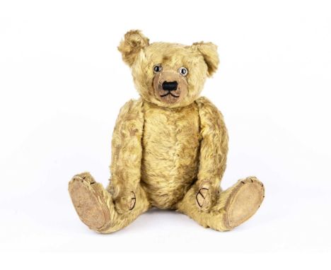 A 1920s Farnell Teddy Bear starring in Victoria & Albert Museum Winnie the Pooh exhibition,  with blonde mohair, clear and bl