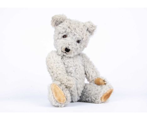 An unusual 1950s Chiltern blue dralon Hugmee Teddy Bear from the collection of Colonel Bob Henderson, with orange and black g