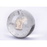 A rare American sulphide marble of a seated bear,