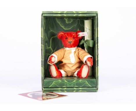 A Steiff limited edition Baby Alfonzo, 2813 of 5000, in original box with certificate —9 ½in. (24cm.) high; and a postcard