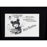 A rare original Clifford Berryman place card for Miss Berryman,