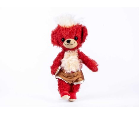 A Merrythought Baby Alfonzo Punkinhead Teddy Bear, with red and white mohair, black glass eyes, black stitched nose and mouth