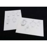 Nine original pen and ink studies of the Steiff Roly-Poly Teddy Bear in previous lot,