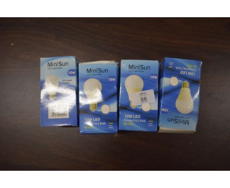 FOUR E27 LED GLS LIGHT BULBS, WHITE, 10W