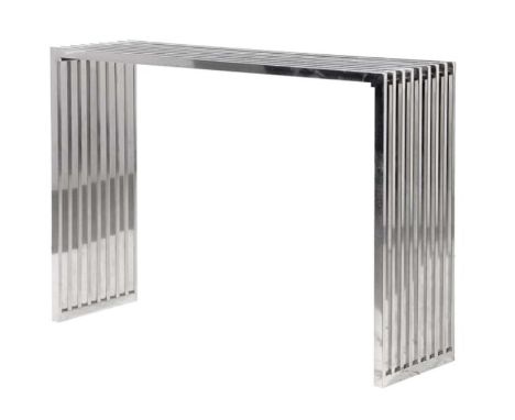 CONSOLE TABLE, 85cm high, 120cm long, 35cm deep, contemporary, 1970's Italian style design, chrome finish. 