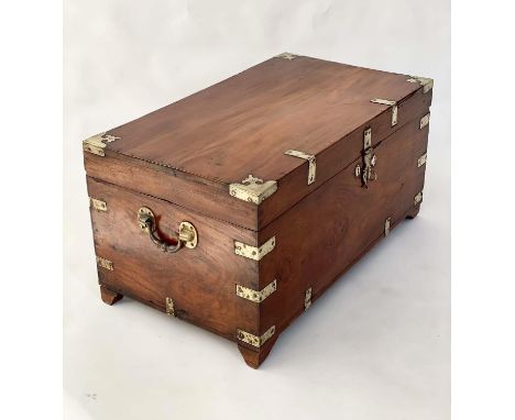 TRUNK, 19th century camphorwood and brass bound with rising lid and carrying handles, 89cm W x 50cm D x 45cm H. 