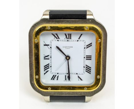 CARTIER SANTOS TRAVEL ALARM CLOCK. 9cm x 7cm 