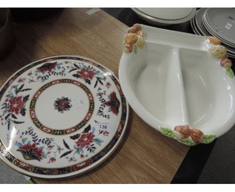 A Royal Worcester cake plate and an hors d'oeuvres dish