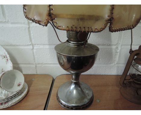 A Famos 120 cp German oil lamp with faux hide shade