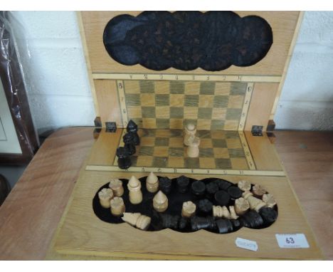 A treen travellers chess set