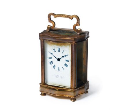 A GILT BRASS CARRIAGE TIMEPIECEEARLY 20TH CENTURYThe French eight-day movement with replacement lever escapement, the dial ma