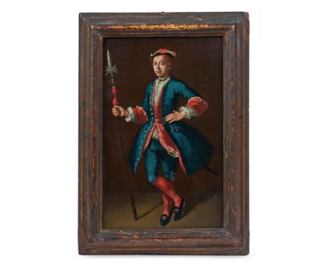NORTH ITALIAN SCHOOL (18TH CENTURY)A FOOTMAN WITH A PIKEOil on canvas33.7 x 21.6cm (13¼ x 8½ in.)Provenance: Formerly the Mes