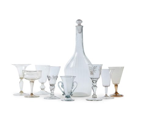 A SELECTION OF CONTINENTAL DRINKING GLASSMOSTLY 18TH & 19TH CENTURYIncluding a fluted club-shaped magnum decanter and stopper