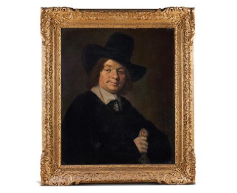 FOLLOWER OF FRANS HALSPORTRAIT OF A MAN, TRADITIONALLY IDENTIFIED AS ABRAHAM CLARKE THE ELDER (1622-1683), HALF-LENGTH IN BLA
