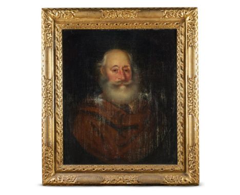 ENGLISH SCHOOL (17TH CENTURY)PORTRAIT OF A  BEARDED  MAN, HALF-LENGTH IN A RED COATOil on canvas (in a Lely panel frame)73 x 