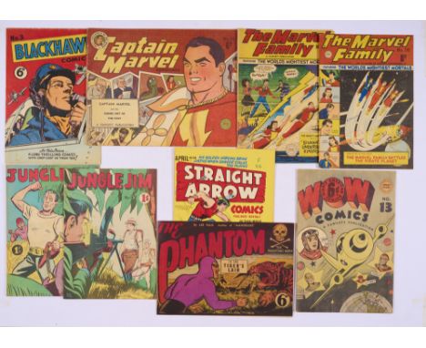 Adventure/Super-Hero Oz Reprints (1950s). Blackhawk 3, Marvel Family 6, 49, 50, Jungle Jim 11, 13, Phantom 2 (replica edition