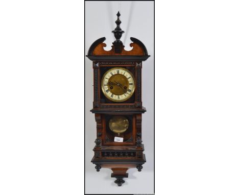 A Victorian HAC - Hamburg America regulator wall clock of architectural form having 8 day movement with decorative facia. Mea