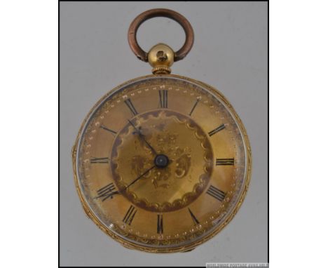 A Victorian lady's fob watch, key wind lever movement , by W. J. Thompson of Sloan Square London,   Hallmarked 18ct.  Comes c