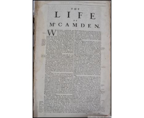 Camden (William) - Brittania: or, a Chorographical Description, of the Flourishing Kingdoms of England, Scotland and Irenald 