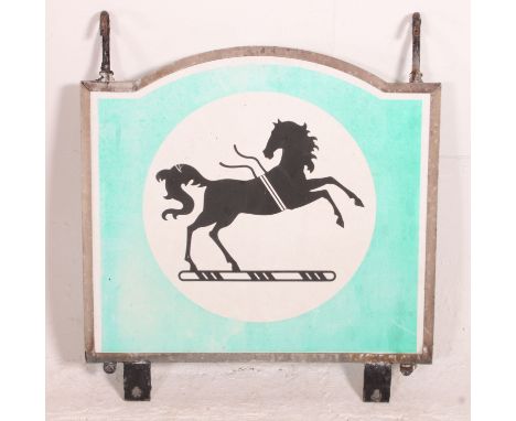 A vintage wall mounted advertising swing sign on the original bracket for Lloyds bank. Measures: 64cm x 57cm.