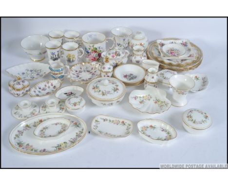 An assortment of china ware to include Royal Crown Derby (Antoinette) dishes and plates along with Hammersely, Spode and Wedg