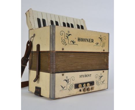 A vintage 20th century cased Hohner No 2 student accordion