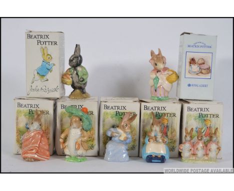 A collection of seven John Beswick, Beatrix Potter ceramic figures each retaining original boxes to include Fierce Bad Rabbit