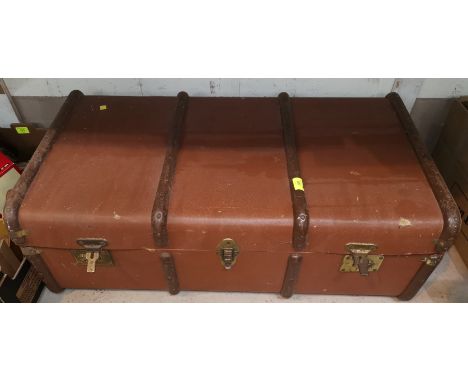 A wood bound fibre cabin trunk 