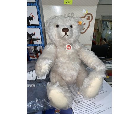 A modern originally boxed Steiff "Classic White" Teddy Bear; an oriental celadon ground jardiniere 