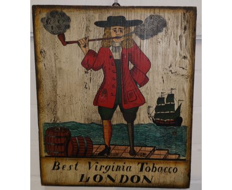 A vintage Best Virginia Tobacco London, advertising sign painted on wood 
