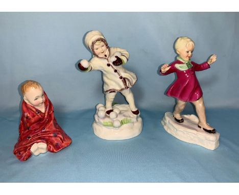 2 Royal Worcester figures "January &amp; December"; a Royal Doulton figure "This Little Pig" HN1793 