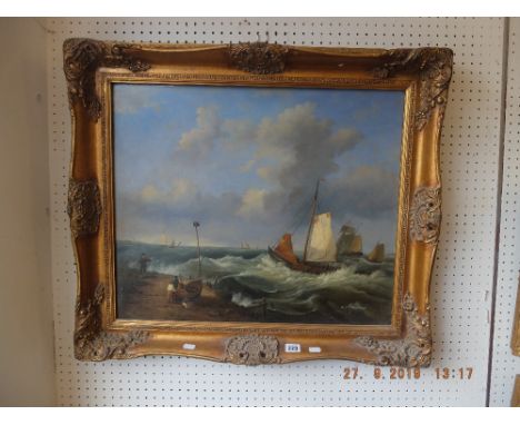 A gilt framed oil on board seascape