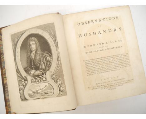 (Agriculture), Edward Lisle: 'Observations in Husbandry', London, C. Hitch et al, 1757, 1st edition, engraved portrait fronti