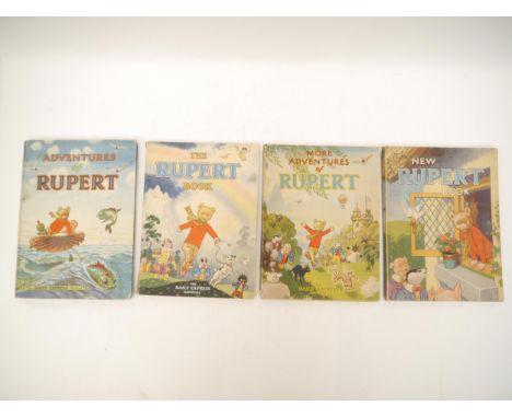 Alfred Bestall, four Rupert Annuals 1946, 1947, 1948 &amp; 1950, all with "This Book Belongs To" filled in and all price clip