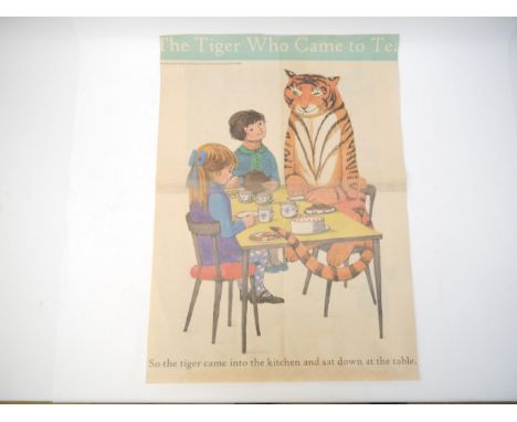 (Judith Kerr. The Tiger Who Came to Tea). A promotional poster for the first publication of the book, 1968. 50 x 69 cms. Doub