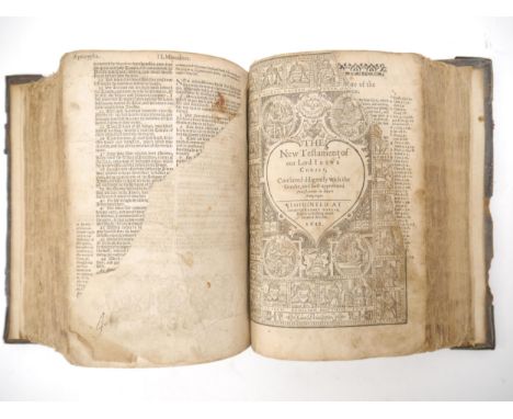 (Holy Bible, English), An early 17th Century Geneva 'Breeches' Bible, 1611, lacks general title page and several leaves at fr