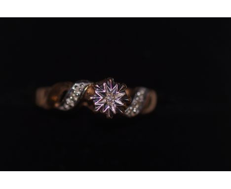 9ct Gold ring set with diamonds