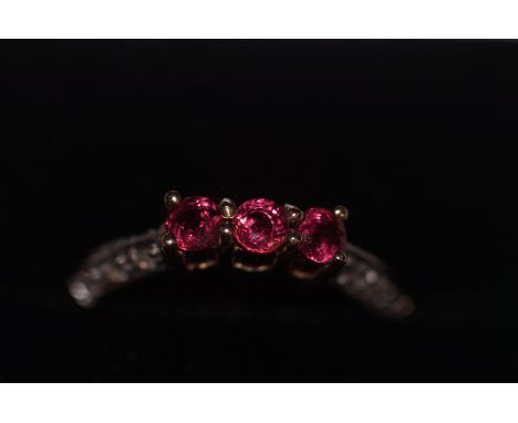 9ct Gold ring set with rubies &amp; diamonds