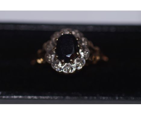 9ct Gold sapphire &amp; diamond ring