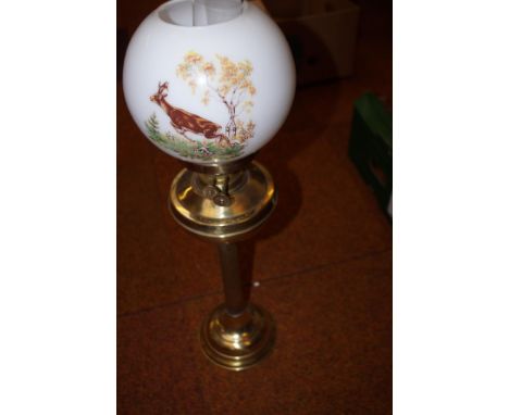 Victorian painted globe oil lamp