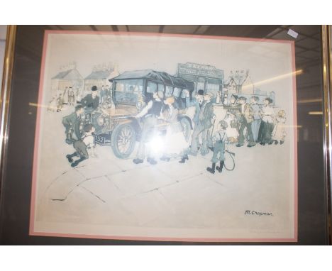 Large signed print by Margaret Chapman , signed in pencil with blind stamp