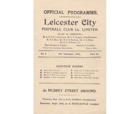 LEICESTER - LUTON 47 Leicester home programme v Luton, 8/9/47, slight fold. Good