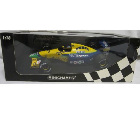 F1 MODEL CARS - MICHAEL SCHUMACHER       Issued by Minichamps, 1:18 scale Benetton Ford B191 - 1991 including box.    Good