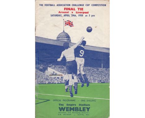 1950 FA CUP FINAL   Official programme, Arsenal v Liverpool , folds, pencil changes, rusting staples.  Fair