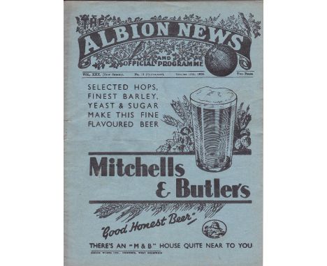 WEST BROM - CHESTERFIELD 1938   West Brom home programme v Chesterfield, 15/10/1938, slight fold.  Good